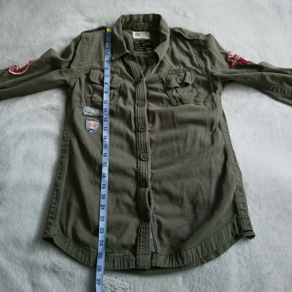 SUPERDRY JPN Black Label 7605 Division Super Aces Military Khaki Button Down M - Picture 14 of 16